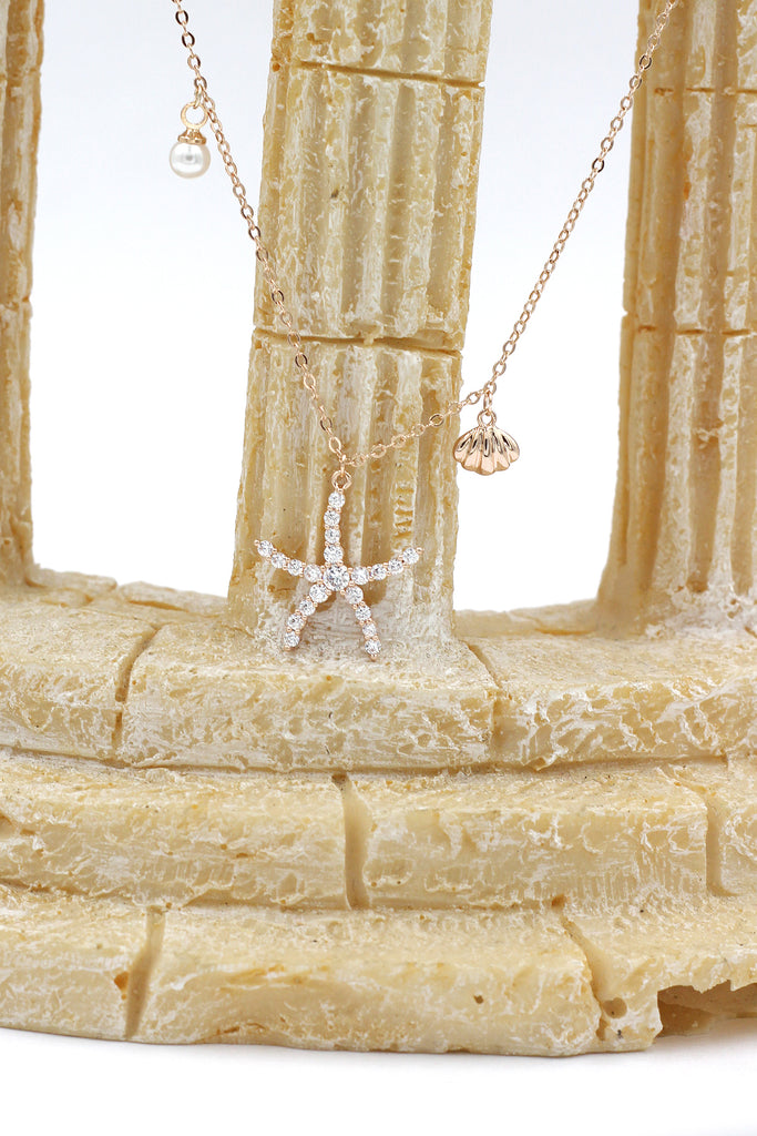 crystal starfish shell pearl necklace