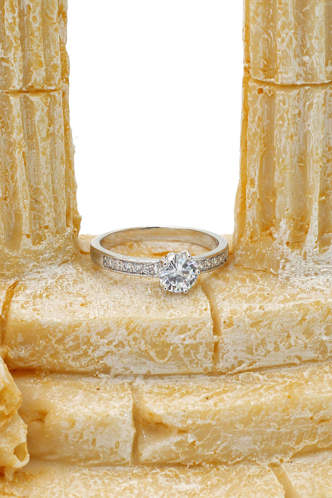 fashion five claws crystal silver ring