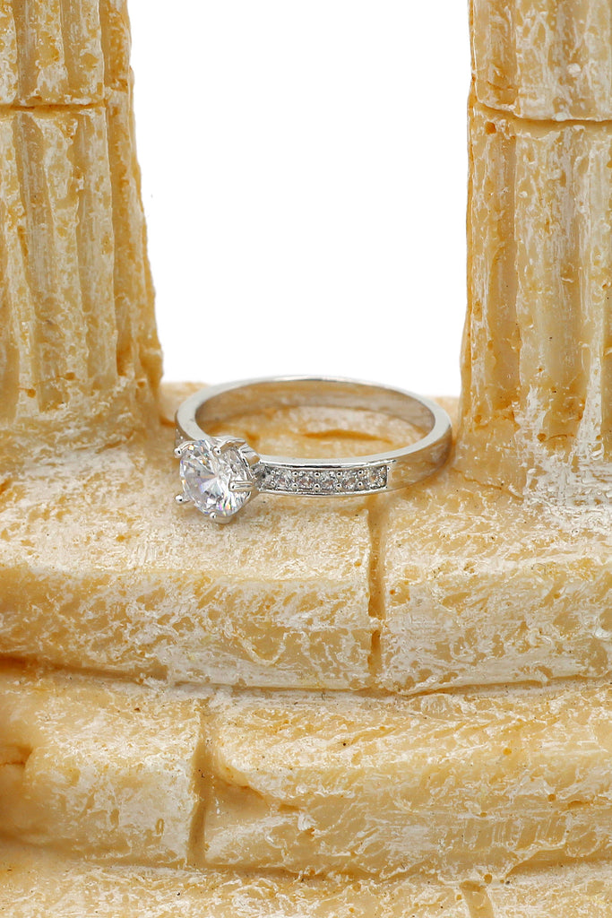 fashion five claws crystal silver ring