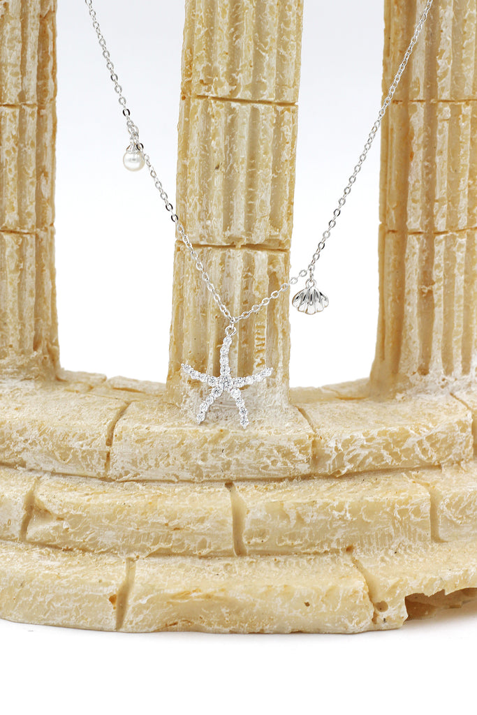crystal starfish shell pearl necklace