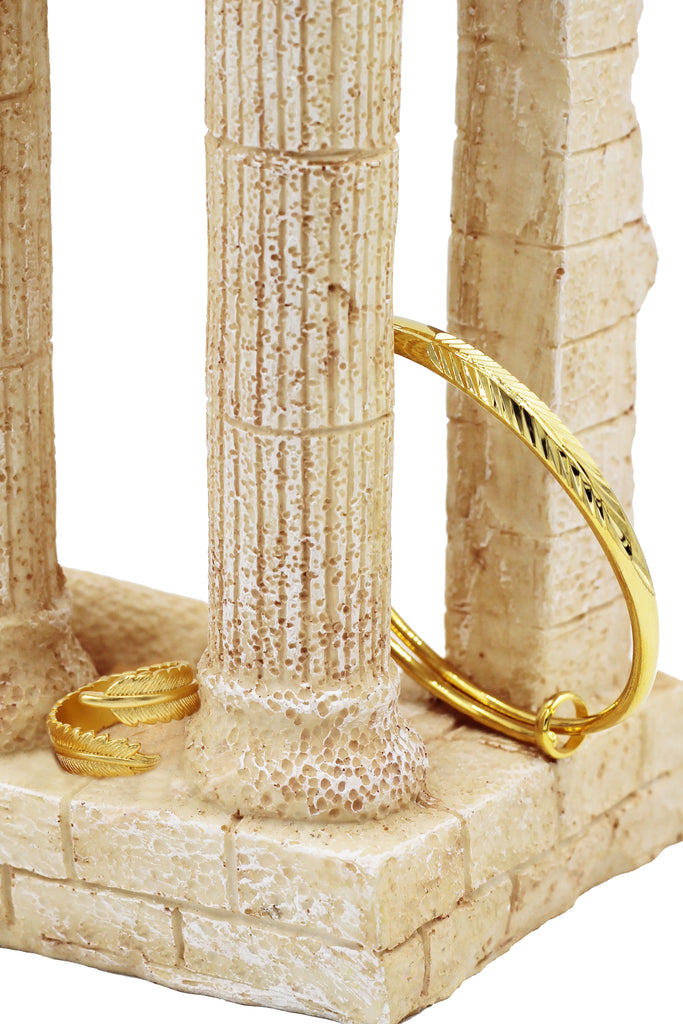 fashion feather pattern bracelet ring set