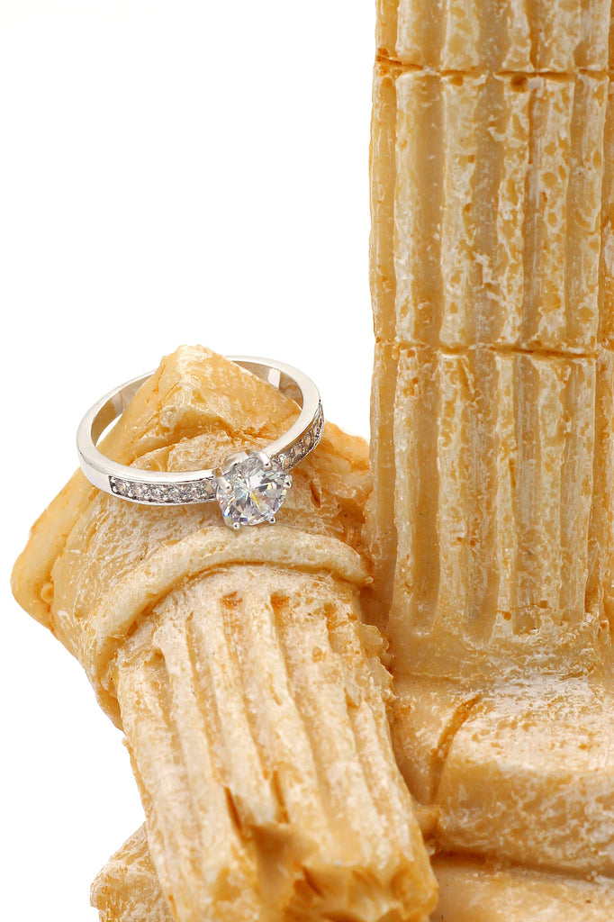 fashion five claws crystal silver ring