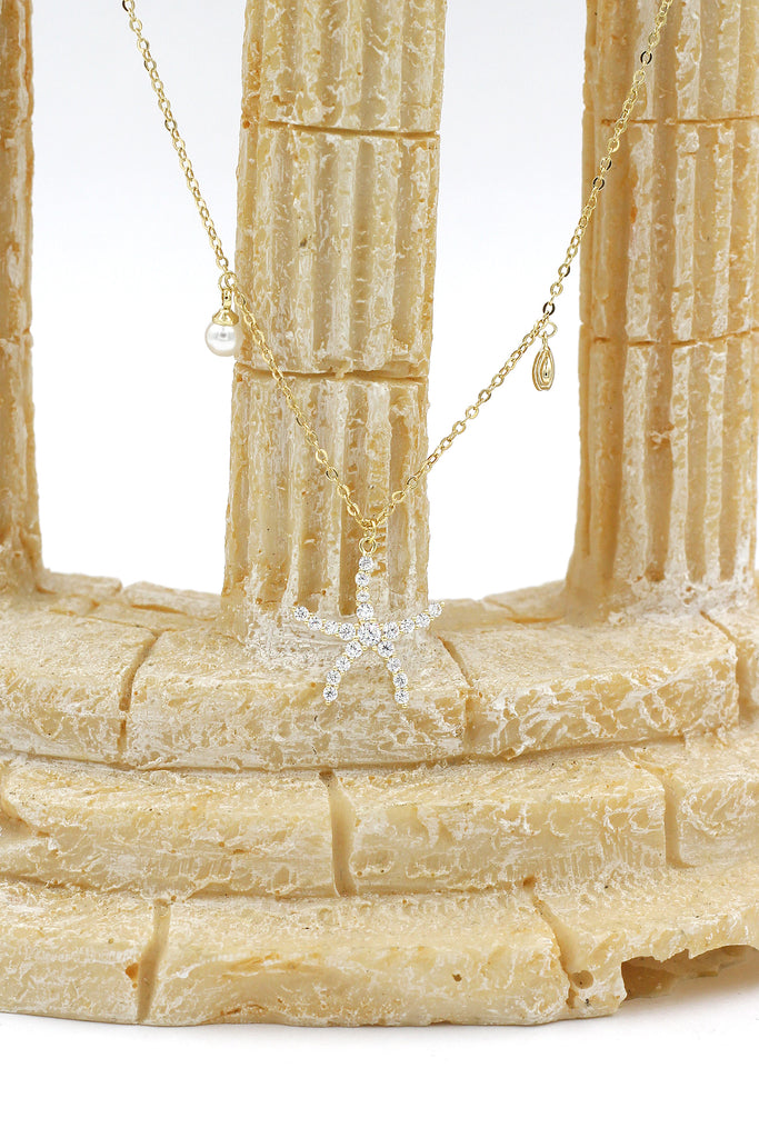 crystal starfish shell pearl necklace