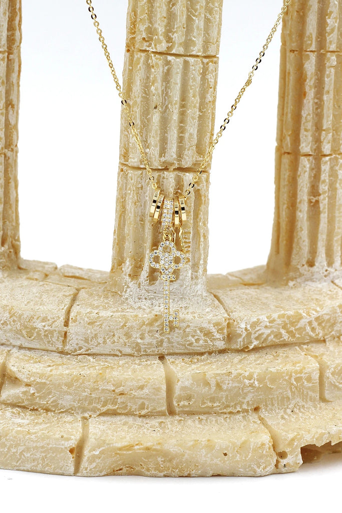 fashion crystal mini key earrings necklace set