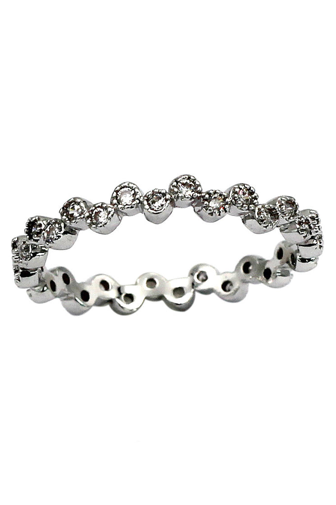 mini circle crystal silver ring