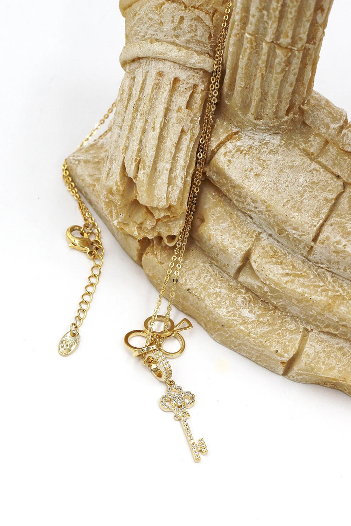fashion crystal mini key earrings necklace set