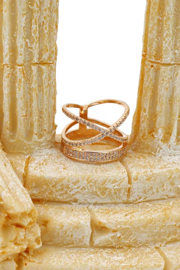 fashion hat crystal rose gold ring