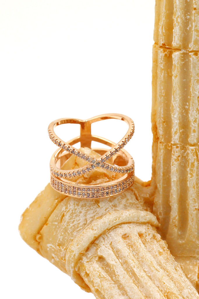 fashion hat crystal rose gold ring