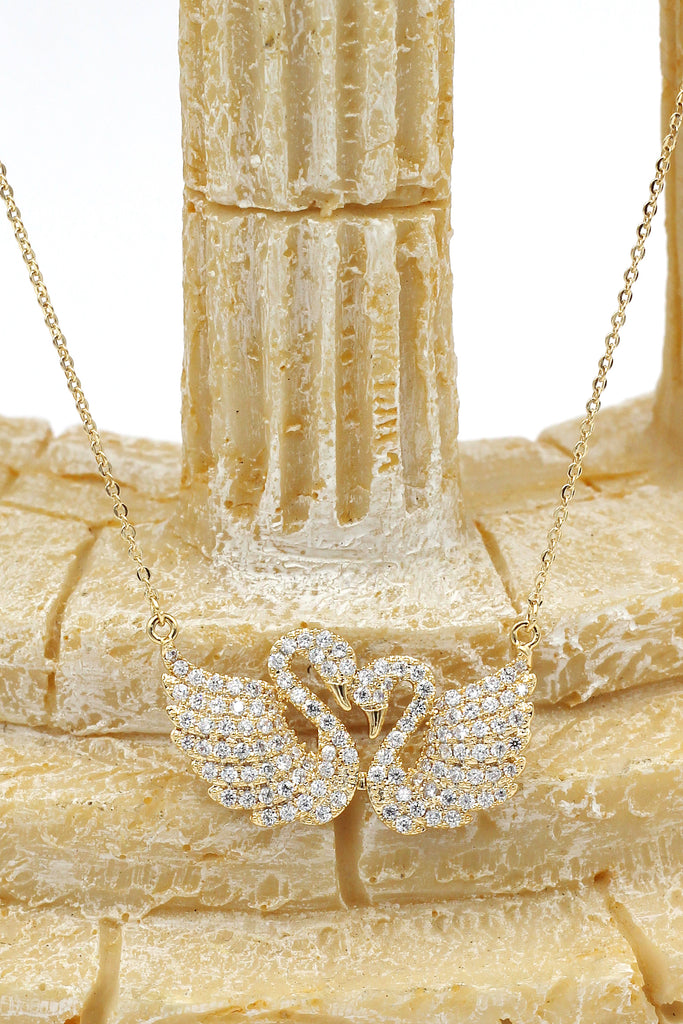 Fashion swan love crystal necklace bracelet set
