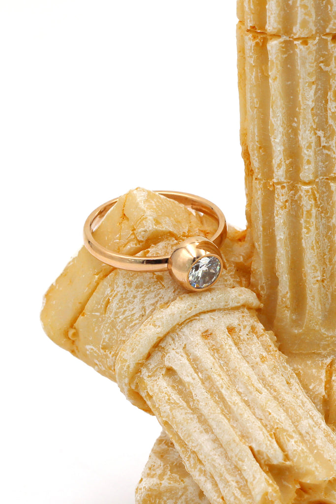 fashion bullet head crystal rose gold ring
