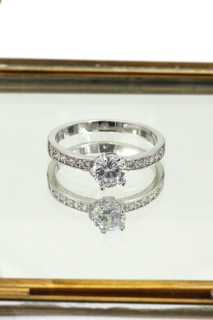 fashion five claws crystal silver ring