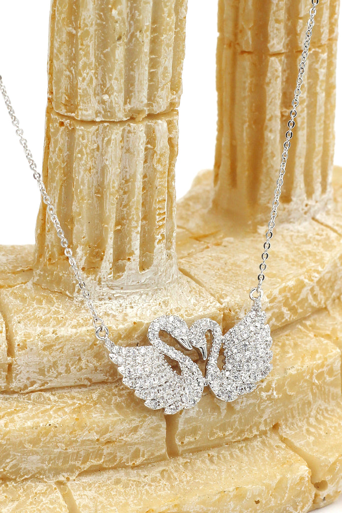 sweet swan love crystal necklace