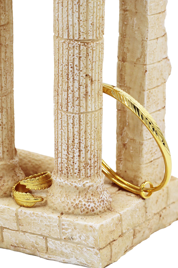 fashion feather pattern bracelet ring set