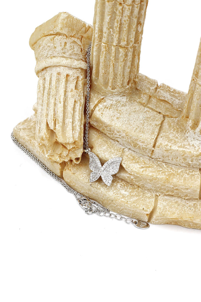 fashion sparkling crystal butterfly necklace ring set