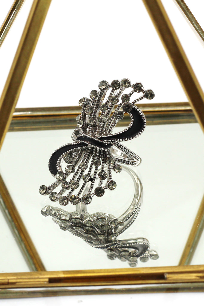 fashion music symbol crystal ring