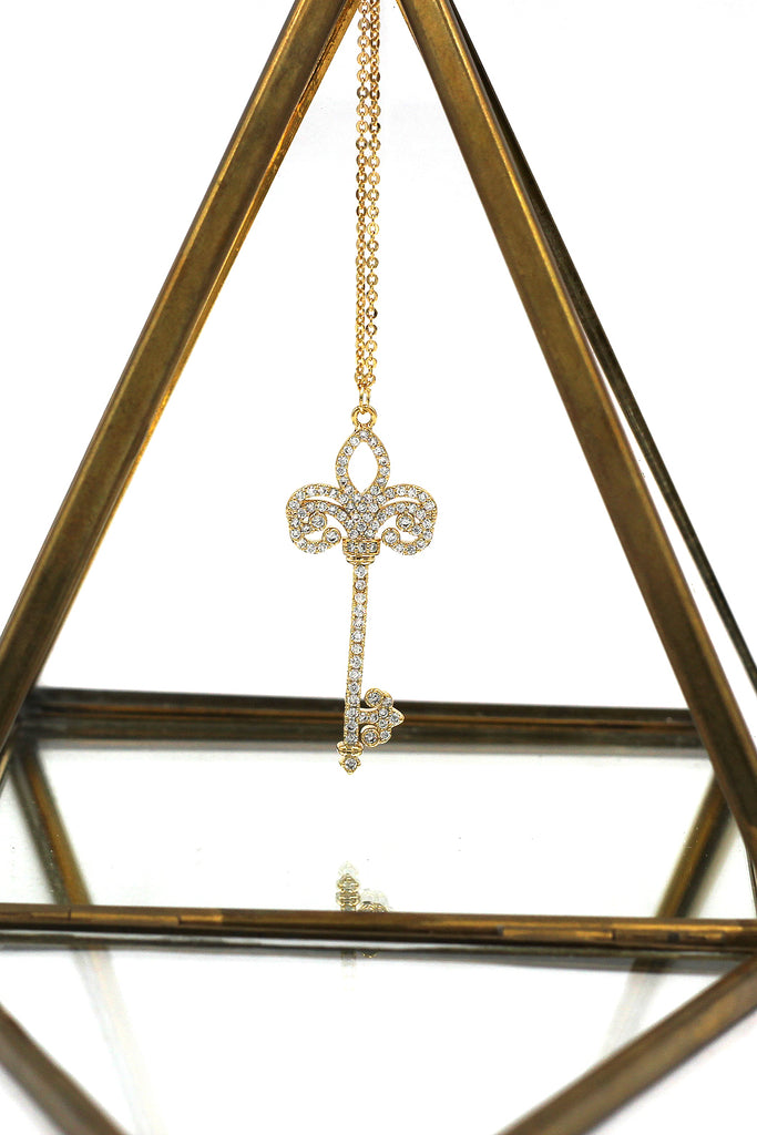 full crystal key necklace