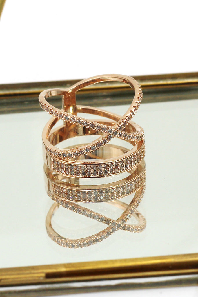 fashion hat crystal rose gold ring