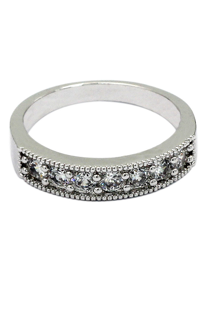 inlaid claws crystal silver ring