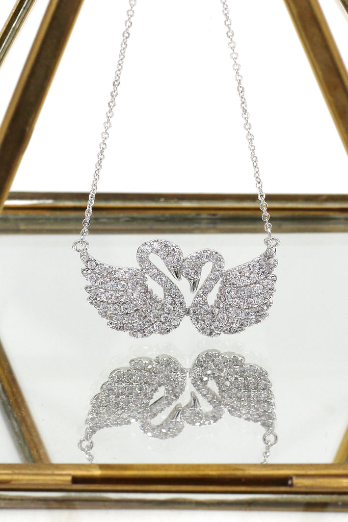sweet swan love crystal necklace