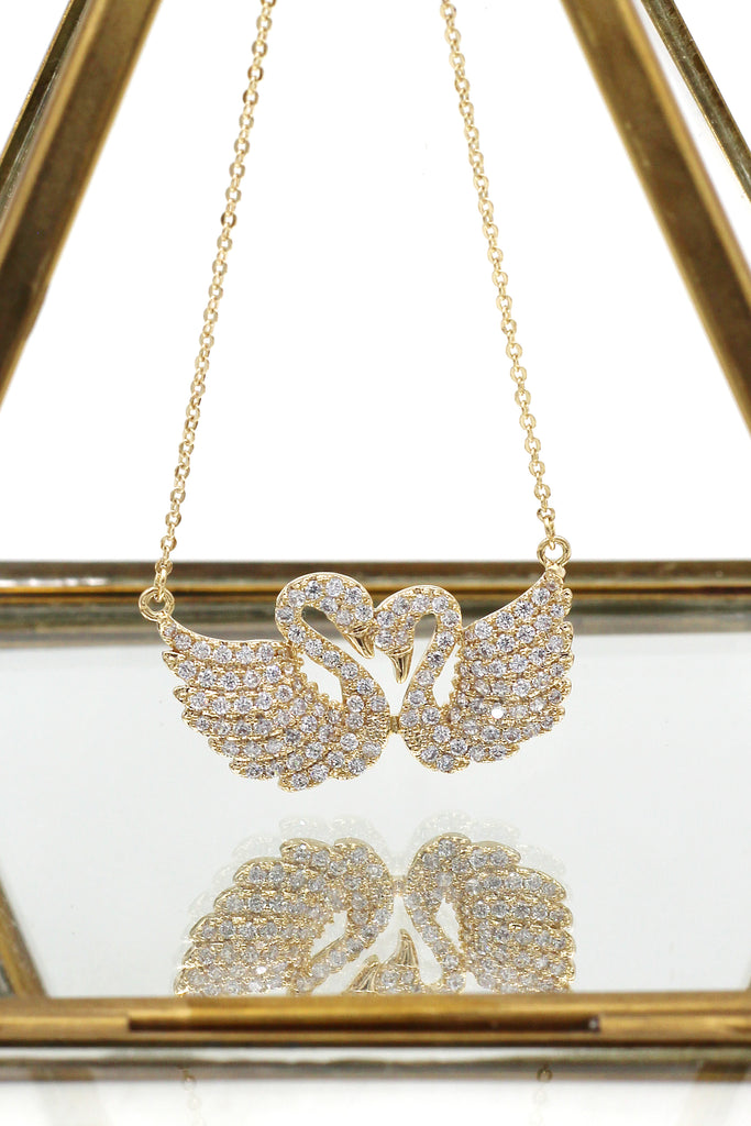 Fashion swan love crystal necklace bracelet set