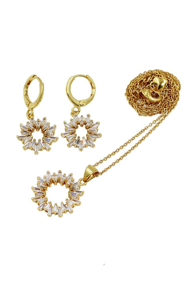 fashion aperture crystal necklace earrings set