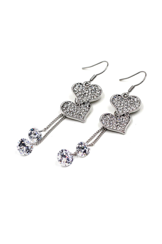 Love shape crystal earrings