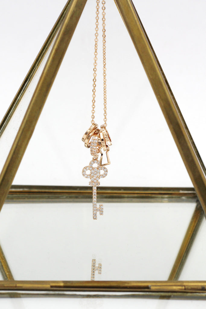 fashion mini key crystal necklace