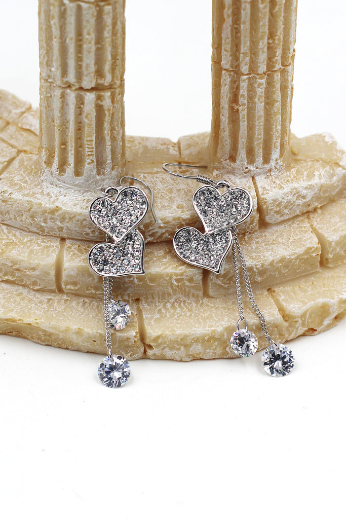 Love shape crystal earrings