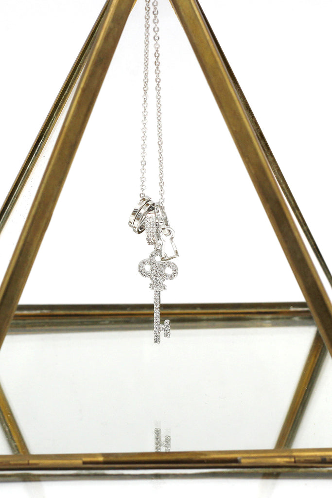 fashion mini key crystal necklace