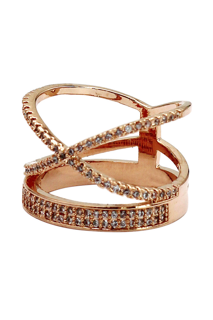 fashion hat crystal rose gold ring