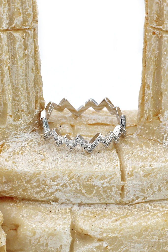 rhythm micro pave crystal silver ring