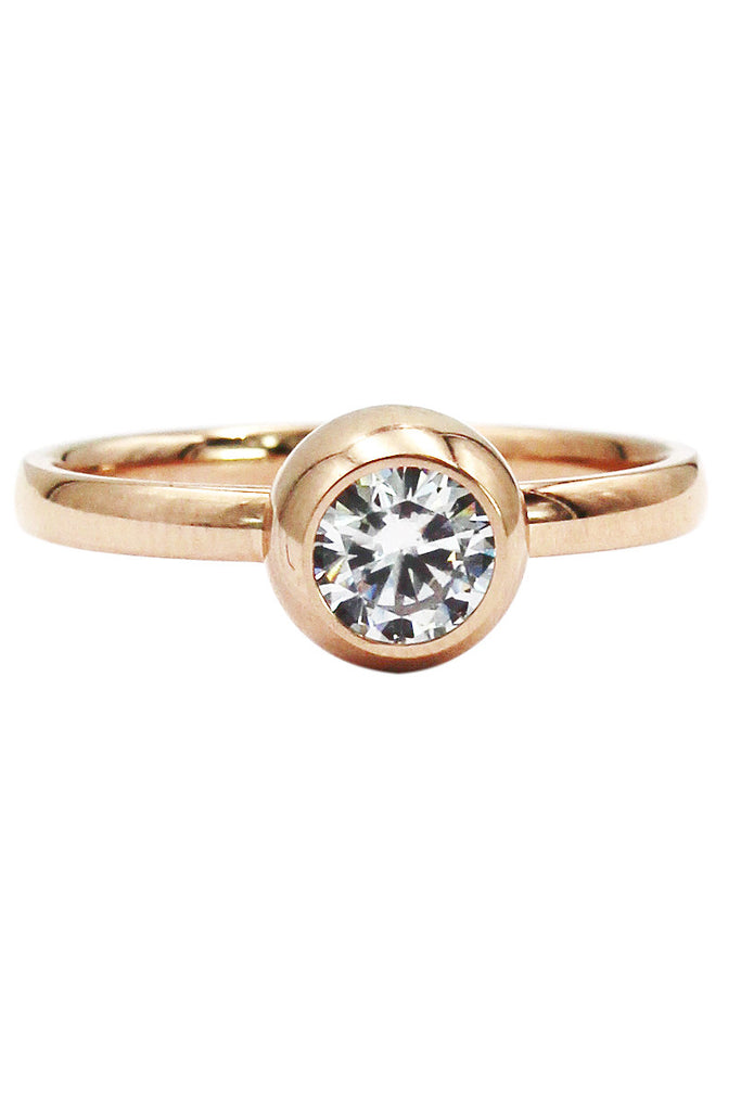 fashion bullet head crystal rose gold ring