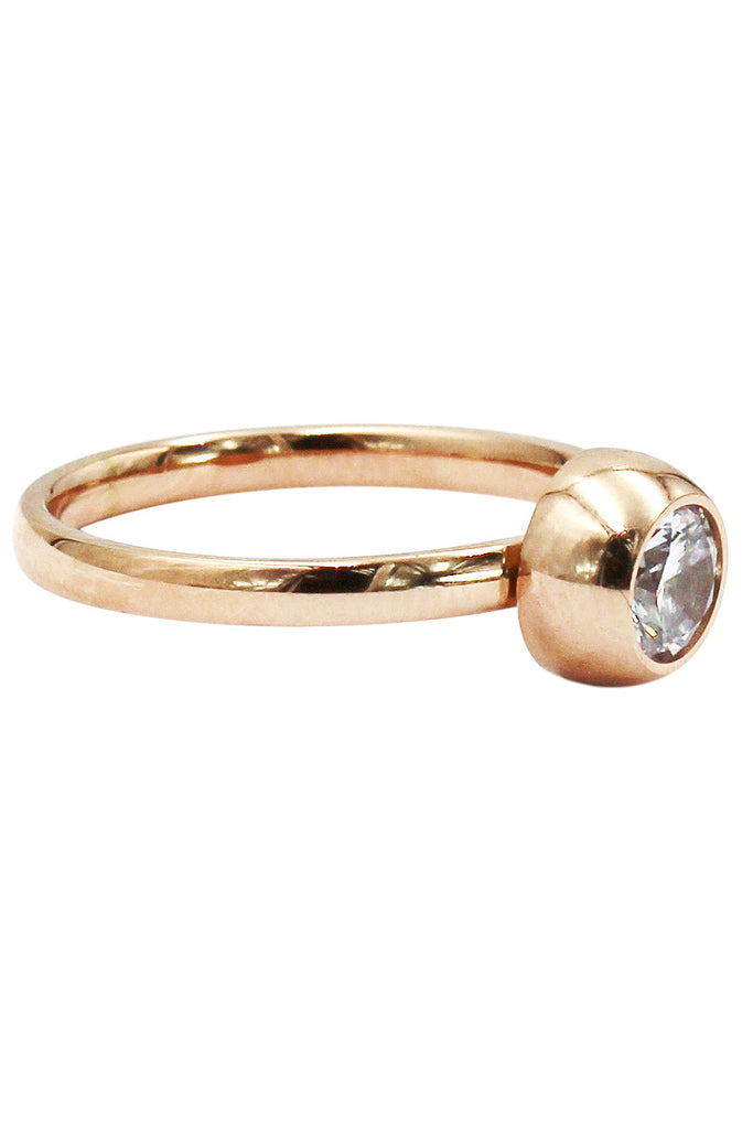 fashion bullet head crystal rose gold ring