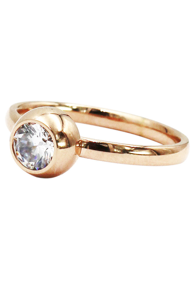 fashion bullet head crystal rose gold ring