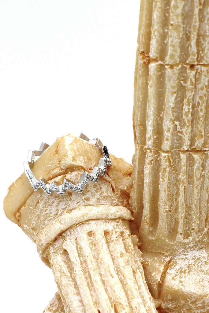 rhythm micro pave crystal silver ring