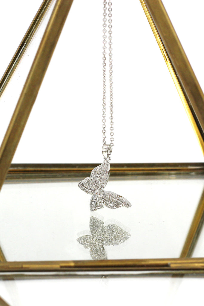 fashion shiny crystal butterfly necklace