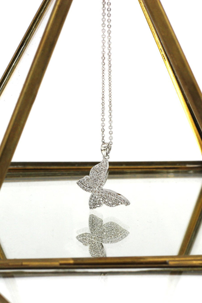 fashion sparkling crystal butterfly necklace ring set