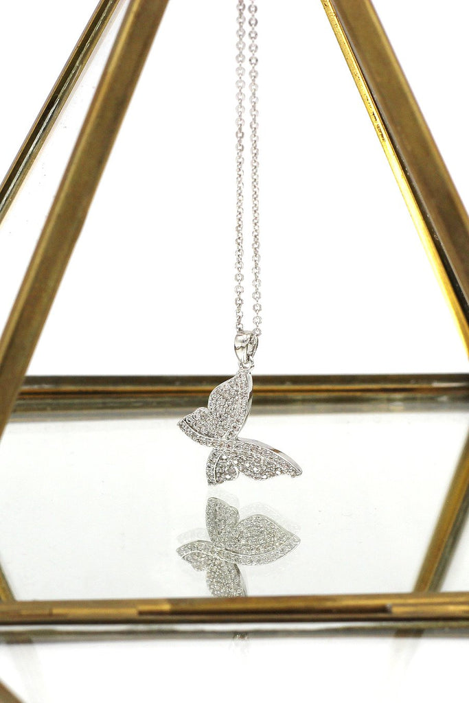 fashion sparkling crystal butterfly necklace ring set