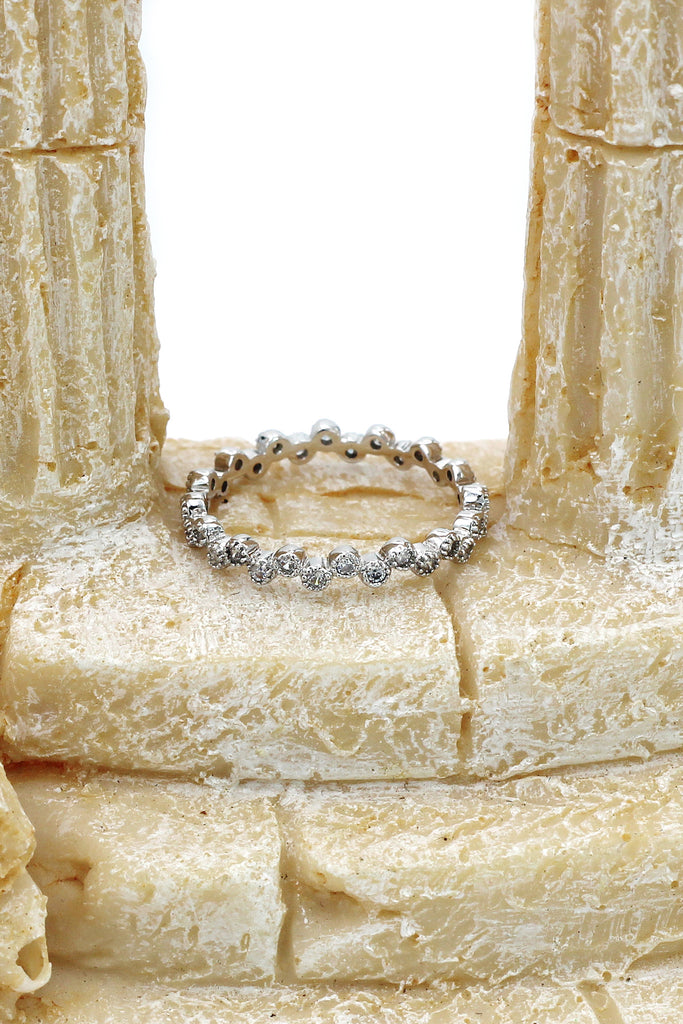 mini circle crystal silver ring