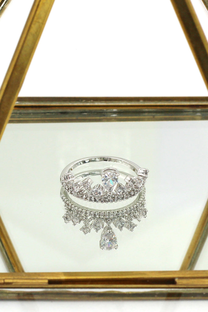 sweety silver crystal ring