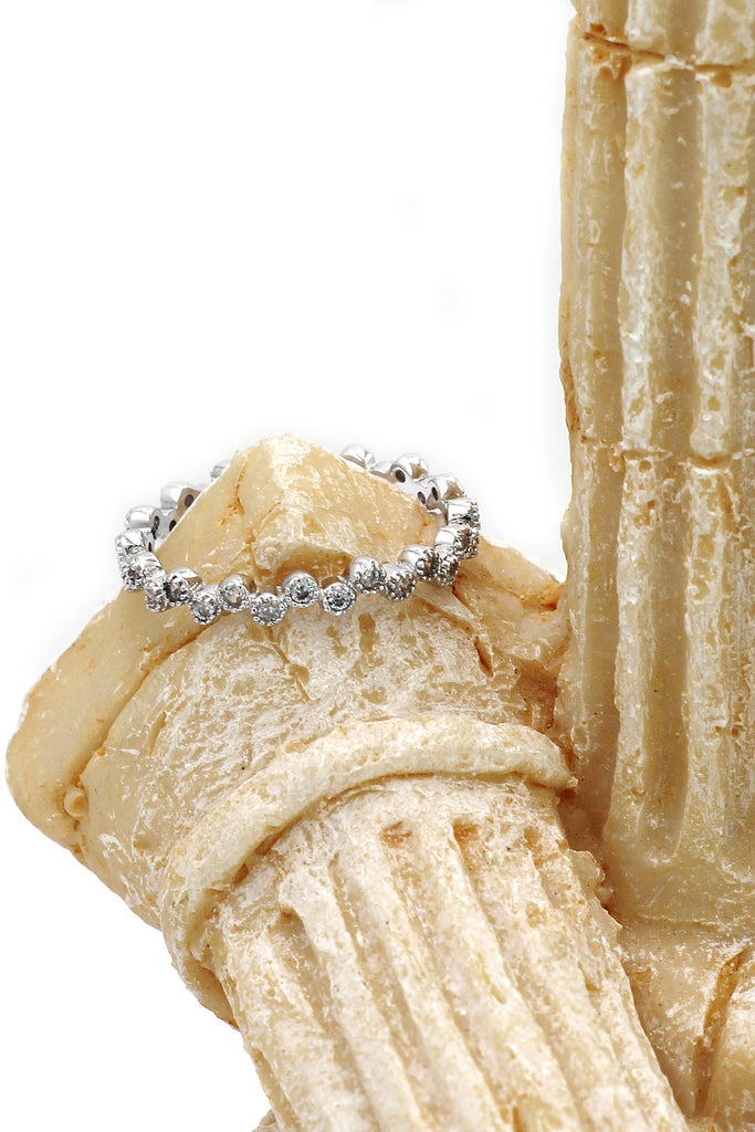 mini circle crystal silver ring