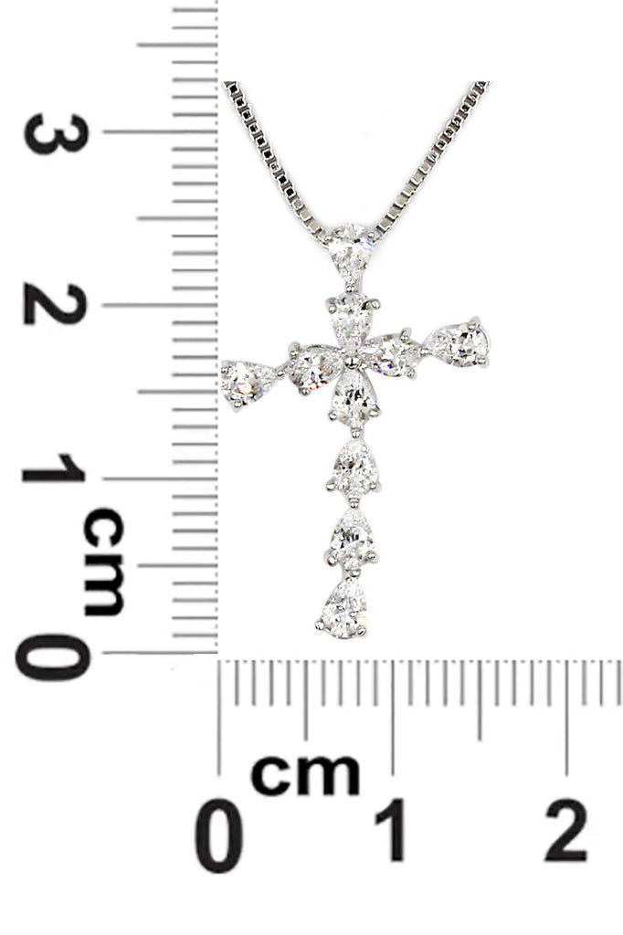 crystal cross silver necklace