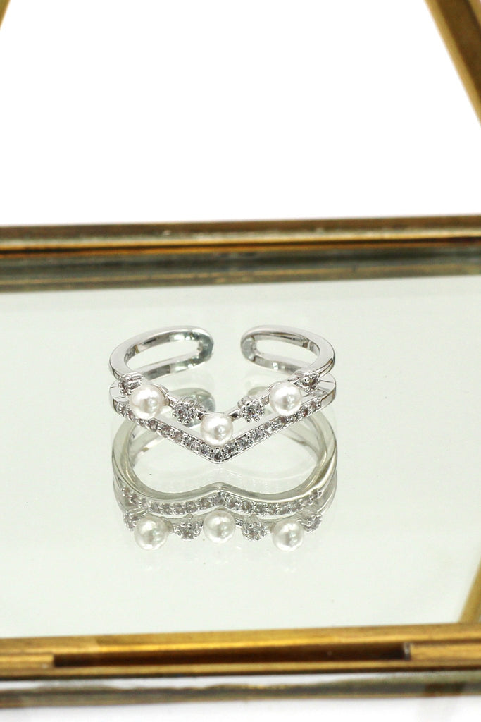 fashion mini pearl ring earrings set