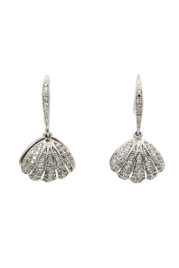 shiny shell pearl silver necklace earrings set