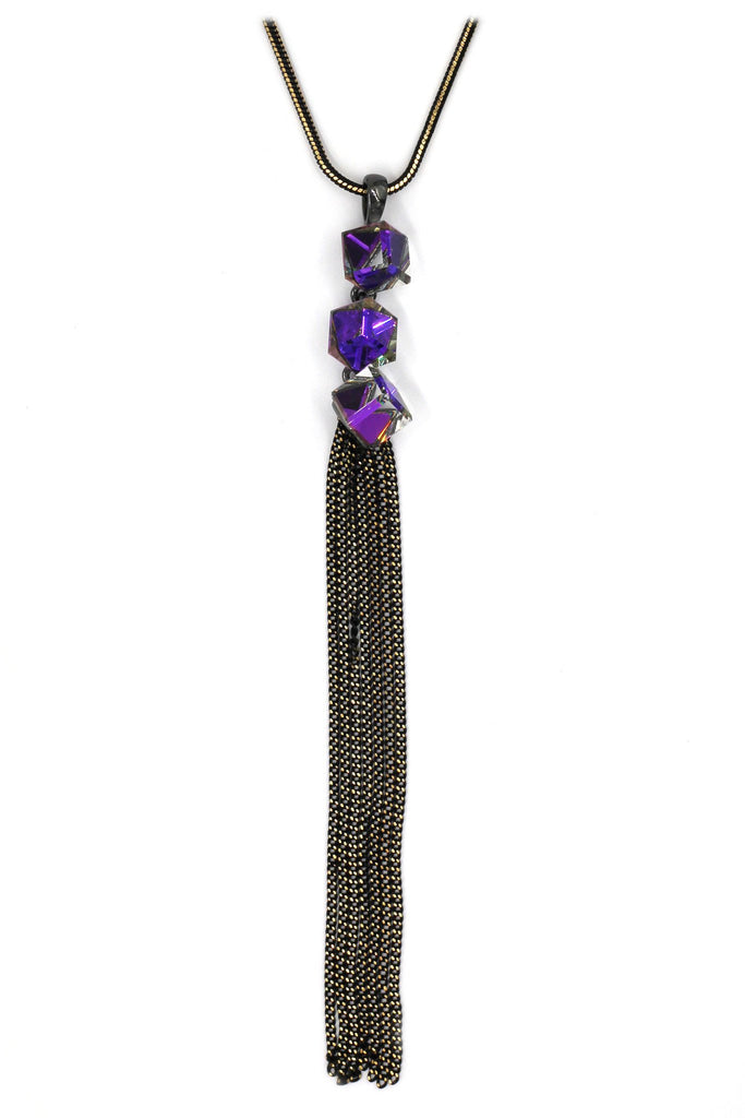 Fashion Purple Crystal Necklace Bracelet Set