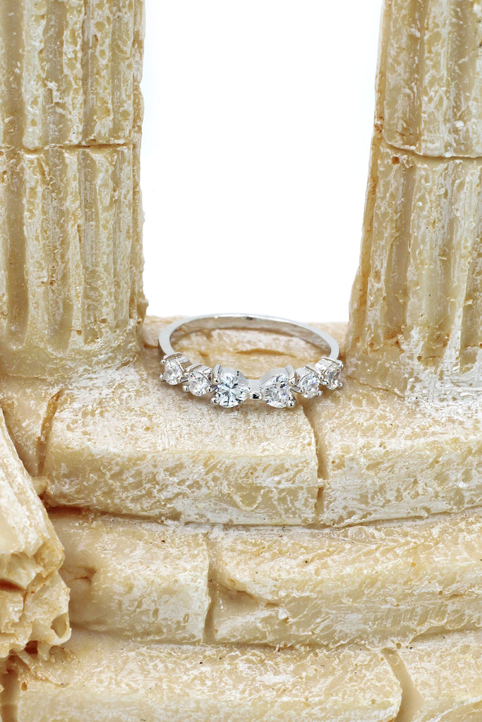 sweety mini crystal heart silver ring