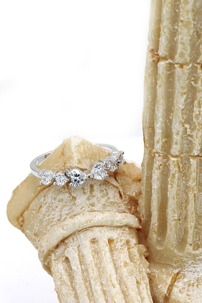 sweety mini crystal heart silver ring