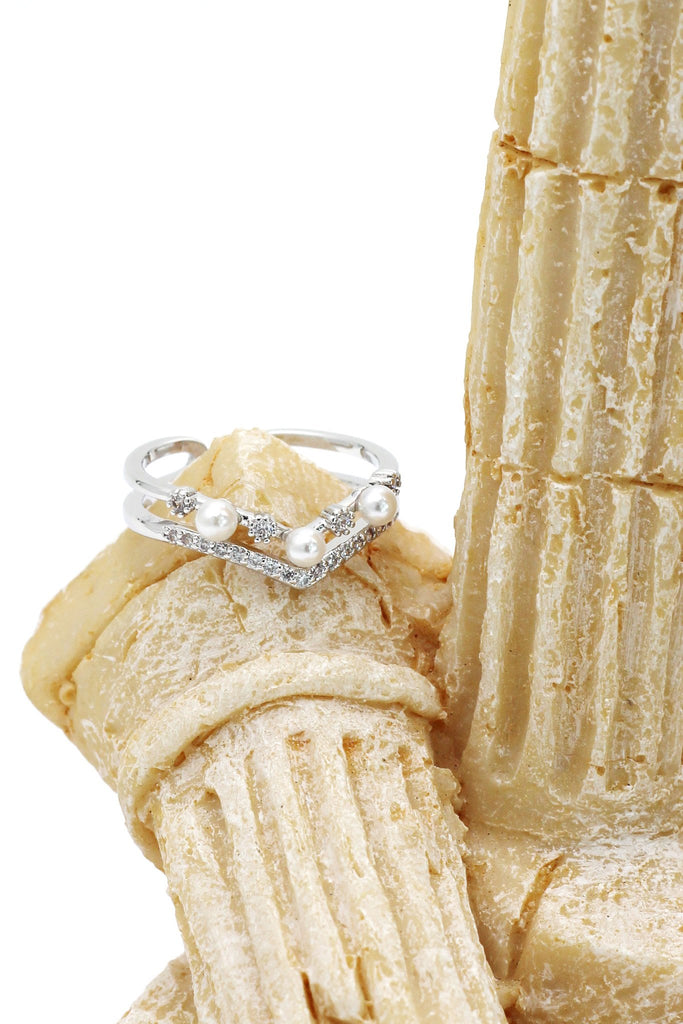 fashion mini pearl ring earrings set