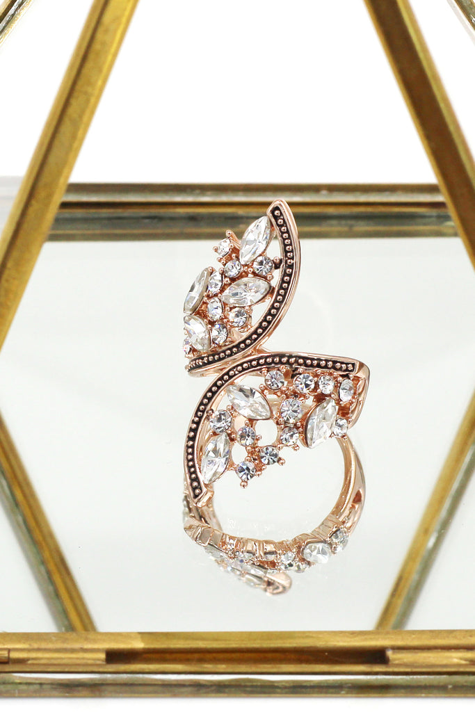 elegant symmetry crystal ring