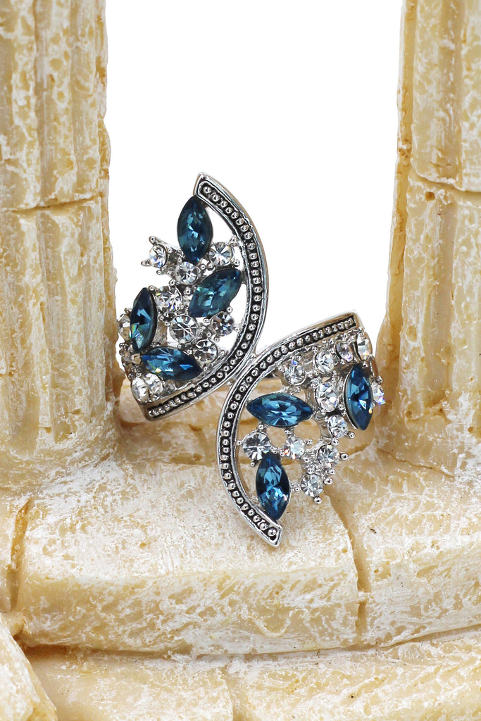elegant symmetry crystal ring
